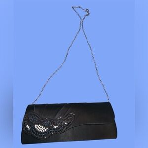 Chic Black Beaded Clutch